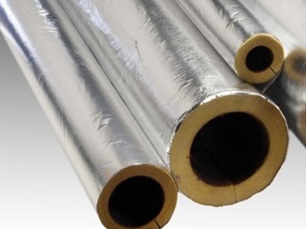 Kimmco Fiberglass Insulation Pipe Section | 65mm Thick | Density 64kg/m³ | 1.2m With FSK