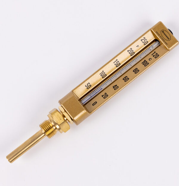 Brannan VT010 Straight V-Line Thermometer | 0–100°C/°F | 150 x 35mm case | 100mm Pocket | Made in UK