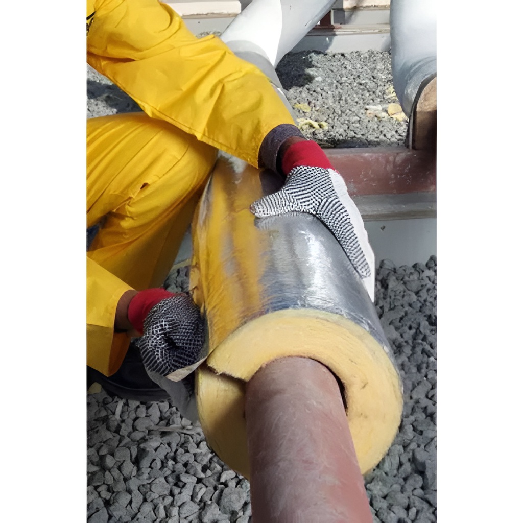 Kimmco Fiberglass Insulation Pipe Section | 40mm Thick | Density 64kg/m³ | 1.2m With FSK