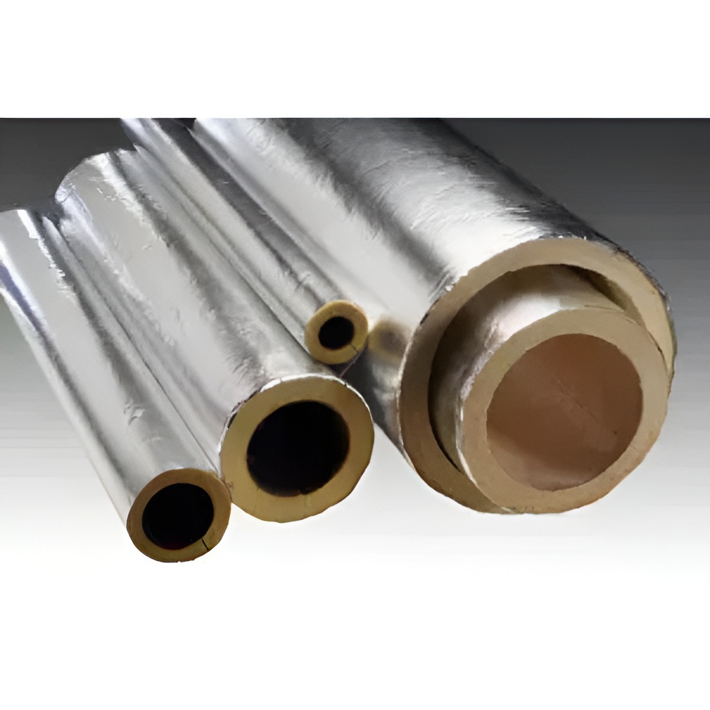 Kimmco Fiberglass Insulation Pipe Section | 50mm Thick | Density 64kg/m³ | 1.2m With FSK