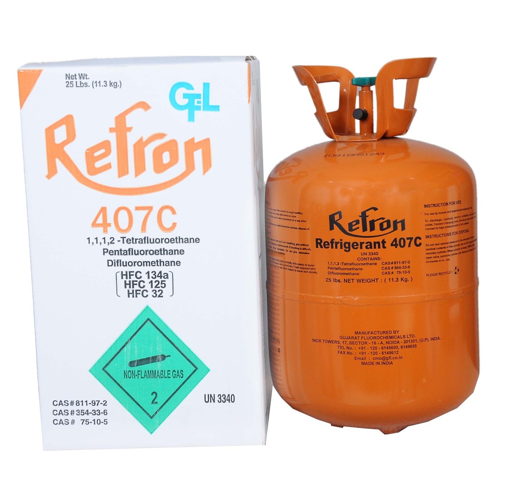Refron R407C Refrigerant Gas | 11.3 Kg Cylinder | India