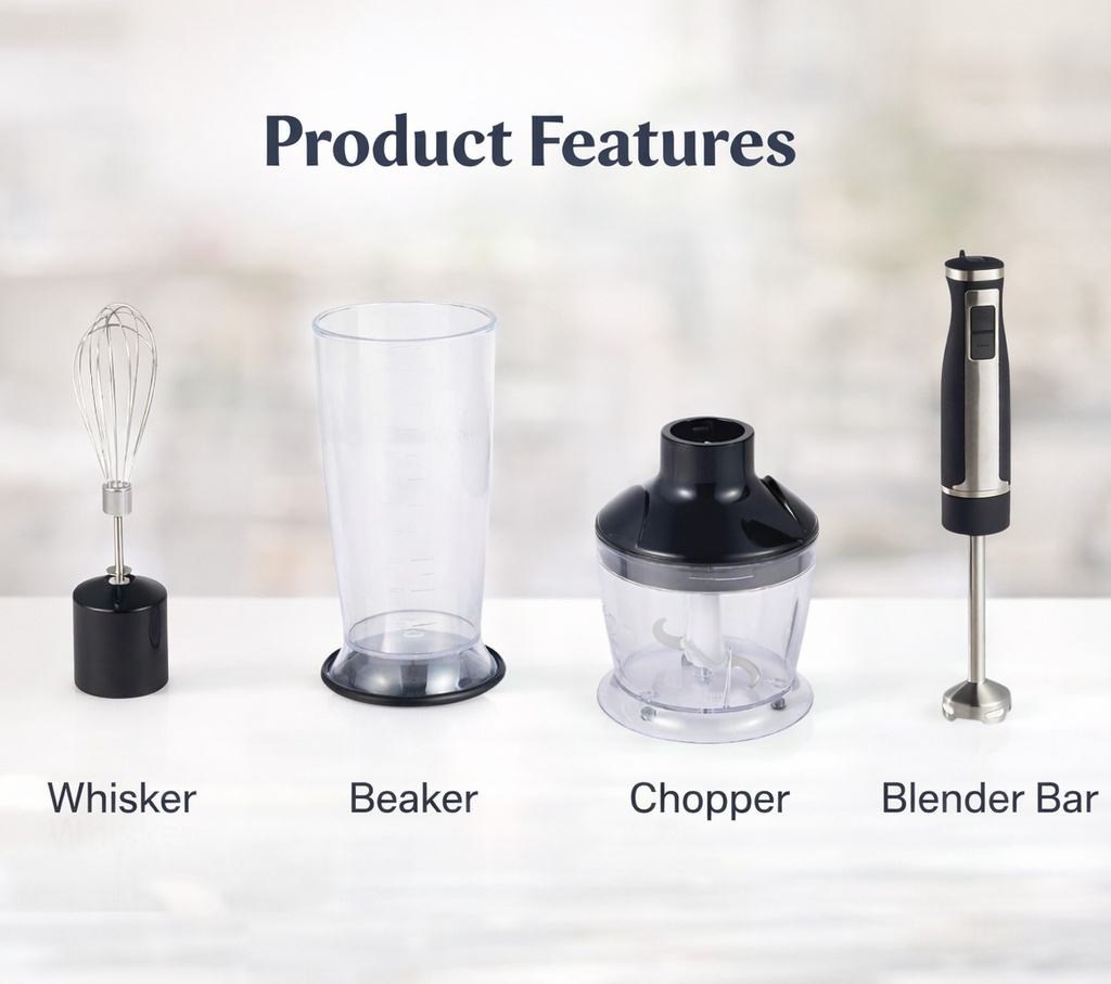 Frego Hand Blender HB2410T | 1000W Kitchen Mixer with Adjustable Speed and German Technology