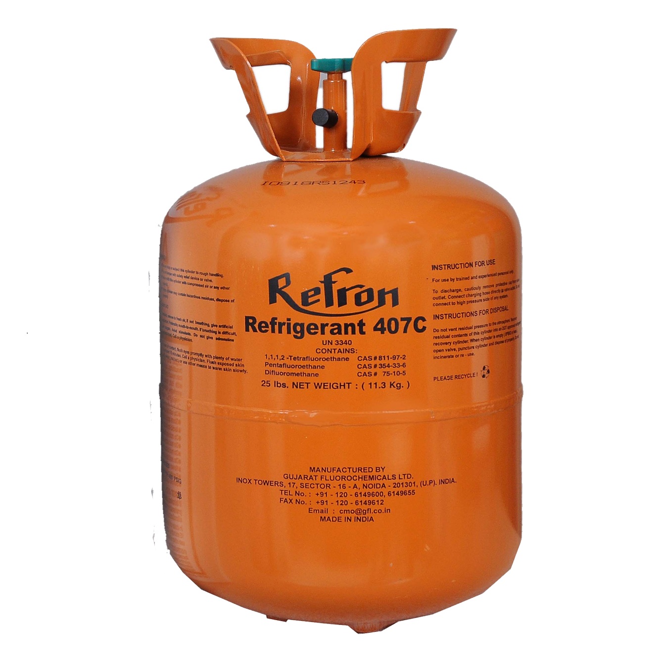 [11180179] Refron R407C Refrigerant Gas | 11.3 Kg Cylinder | India