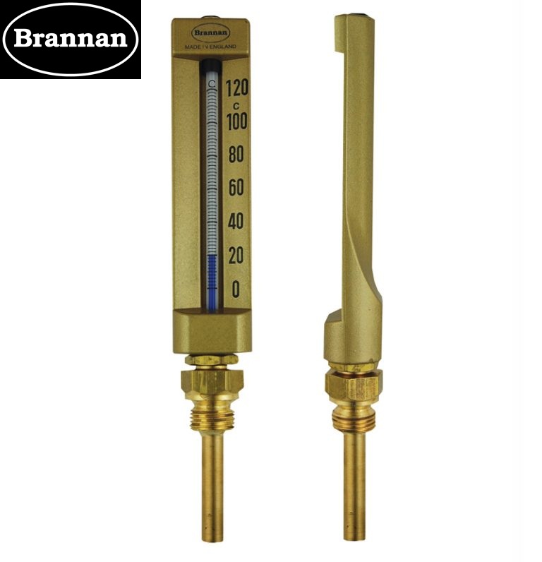 Brannan VT010 Straight V-Line Thermometer | 0–100°C/°F | 150 x 35mm case | 63mm Pocket | Made in UK