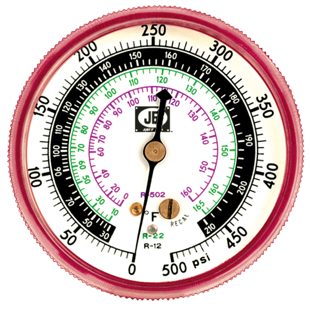 JB M2-500 Pressure Gauge W/Scale | 2.5" Dial, High-side gauge for HVAC