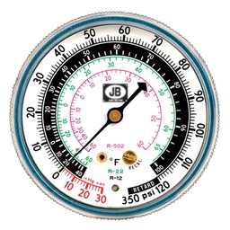 [30100038] JB M2-250 Compound Gauge W/Scale | 2.5" Dial, Low-side gauge for HVAC